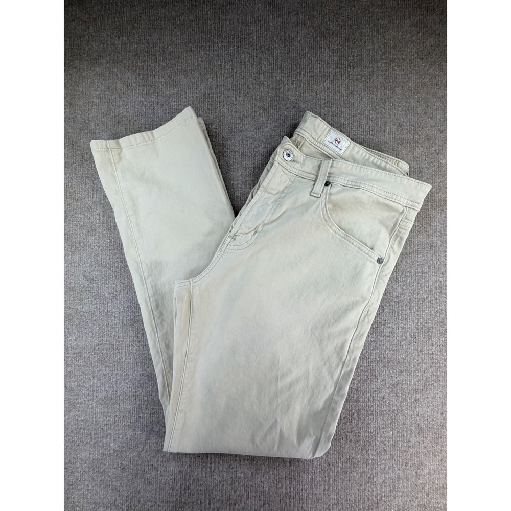 AG Adriano Goldschmied Everett Slim Straight Pants Mens 34 Khaki Tan Tan Beige